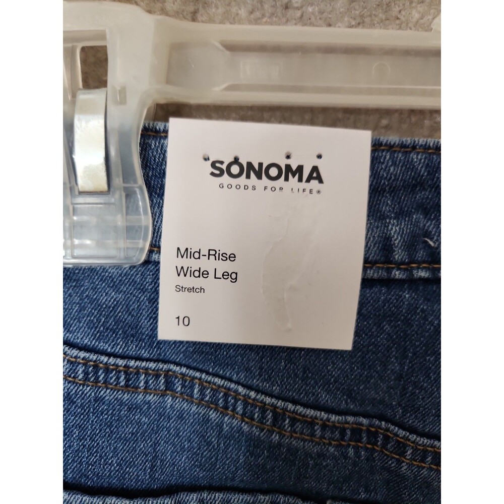 Sonoma Mid Rise Wide Leg Seamed Jeans Womens 10 Blue Medium Wash Stretch NEW - Picture 7 of 10